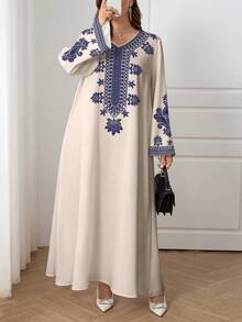 Al Najma Plus Size Casual Minimalistisk Arabisk Stil Klänning - Multifärgad - Visa 1