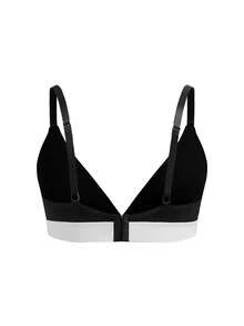 SHEIN 大码女士撞色休闲舒适内衣套装 - 黑與白 - 查看 5