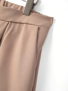 Elenzga Shorts femininos plus size elegantes, casuais, versáteis e confortáveis, ideais para primavera, verão e outono. - Castanho - Ver 3