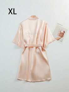 SHEIN 1PC Wedding Bridal Bridal Tinted Robe Silk Robe Wedding Makeup Advanced Dressing Gown Suitable For Hotels, Wedding Parties, Protective Party Wear - Champagne bridesmaids - View 12