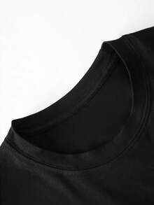 Manfinity ZONE917 Camiseta de manga corta con estampado de gato para hombre, camiseta casual de exterior para hombre - Negro - Ver 3