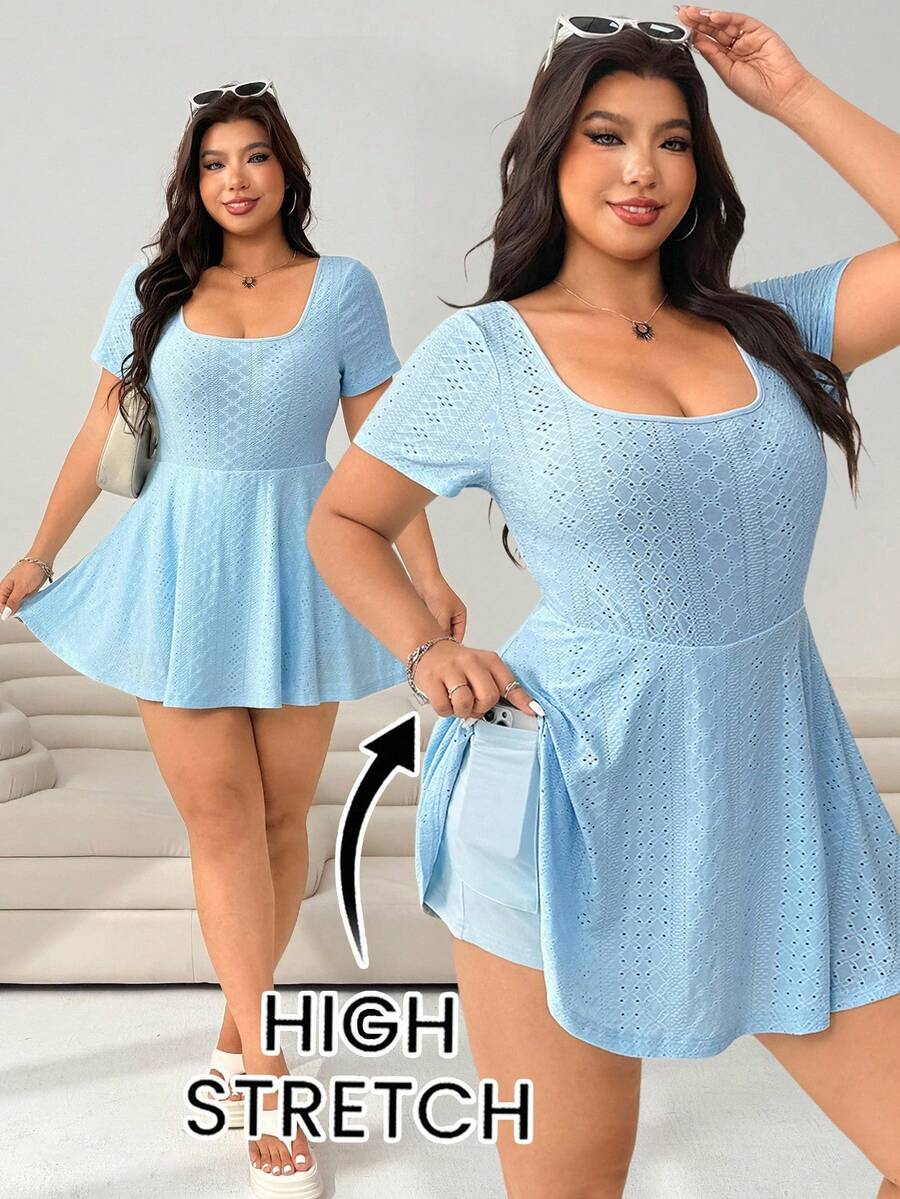 Solflare Plus Size Jumpsuits - Baby Blue - View 1
