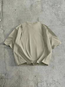 AXEPEAK Men's Casual Standard Size Black T-Shirt With Contrast Rib Knit Crew Neck, Summer - Mint Green - View 2