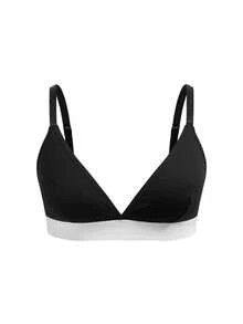 SHEIN 大码女士撞色休闲舒适内衣套装 - 黑與白 - 查看 10