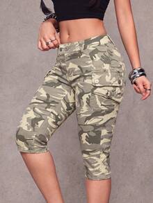 Jeanoix Quần jeans skinny cạp trễ túi cargo họa tiết rằn ri phong cách Y2K dáng lửng - Nhiều màu - Xem 3