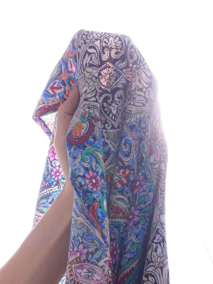 Plus Size Women Allover Print Casual Versatile Daily Wear Cardigan Beach Outfit For Women