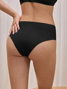 Bralution Women's Casual Comfy High Waisted Black Briefs With High Stretch Fabric - Black - View 2