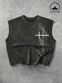 Manfinity EMRG Áo tank top nam màu đen bạc màu, phong cách thường ngày, thích hợp cho hoạt động ngoài trời, trẻ trung và năng động, với chữ viết tay tiếng Anh. - màu đen - Xem 1