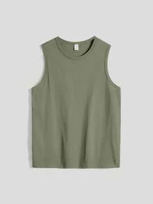 Tween Boys Casual Solid Color Knit T-Shirt - Army Green - View 3