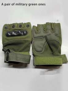 1 Pair Men's Half-Finger Tactical Gloves: Perfect For Outdoor Sports, Hunting, Airsoft, And Motorcycle Riding. - Multicolor - View 11