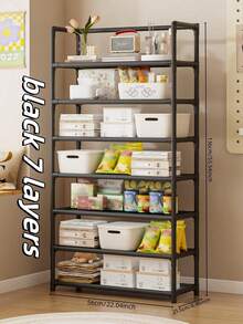 1 pieza Estantería de almacenamiento multifuncional, organizador de piso para cocina, baño, dormitorio, sala de estar, gran capacidad de almacenamiento de varios niveles, organizador de desorden para dormitorio, balcón, fácil instalación y alta resistencia - Multicolor - Ver 8