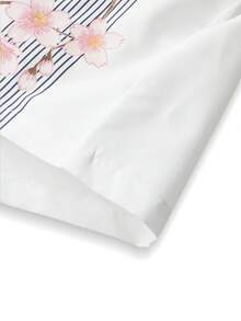 PAVTROS Men's Striped Letter Print Pocket Short Sleeve Shirt - White - View 7