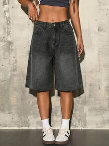 Teen GirlBlue Loose Fit Capri Jeans - Black - View 4