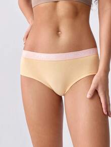 Loungeista 5pcs Women Plain Color & Letter Print Elastic Band Comfortable Simplistic Bikini Briefs - Multicolor - View 9