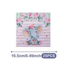 Pink Elephant & Flowers Disposable Plates, Napkins And Cups Set, Serves 20 Guests. This Disposable Party Set (Including Plates, Napkins And Cups) Is Perfect For Birthday Parties, Weddings And Family Picnics. - View 7