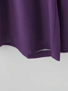 Rusticease Plus Size Women's Casual Vacation Floral Print Notch Neck Roll Tab Sleeve Loose Top And Wide Leg Pants 2 Piece Set, Spring/Summer - Purple - View 4