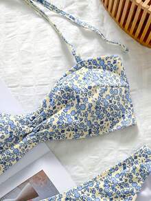 Swim Mod Set Pakaian Renang Wanita untuk Liburan Pantai, Motif Bunga yang Lucu, Manis, Retro, Kasual, dan Cocok untuk Liburan. - MultiWarna - View 3