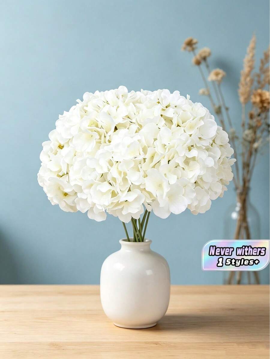 6支仿真绣球花,丝绸绣球花,人造植物,适用于家居、餐厅、客厅、户外花园装饰、插花、摄影道具,秋季、春季皆宜,可插花、花墙装饰、花环、新娘捧花、婚礼装饰、DIY花环材料、生日派对装饰、家居装饰配件、情人节等场合。 - 白色. - 查看 1