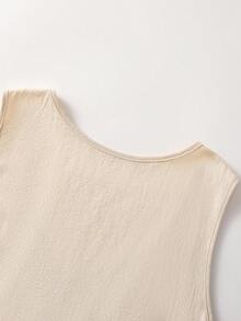 EMERY ROSE Women's Solid Color V-Neck Sleeveless Midi Casual Dress, Summer - Apricot - View 4