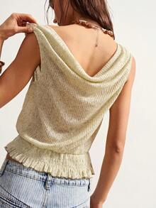 Bohemela Áo vest dệt kim màu trơn dáng thường ngày dành cho nữ - xanh quân đội - Xem 5
