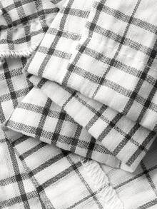 DAZY Plaid Ruffle Trim Loose Wide Leg Long Pajama Pants For Women - Black and White - View 6