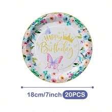 Light Pink Butterfly Crown Disposable Plates, Napkins And Cups Set, Serves 20 Guests. This Disposable Party Set (Including Plates, Napkins And Cups) Is Perfect For Birthday Parties, Weddings And Family Picnics. - View 10