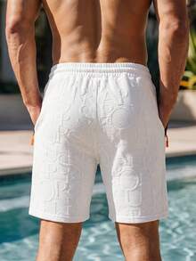 Genlund Pantalones cortos casuales con cordón para hombres para vacaciones, días festivos - Blanco - Ver 2
