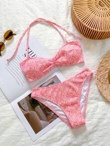 Swim Mod Bộ đồ bơi nữ phong cách retro dễ thương ngọt ngào, viền hoa, mặc thường ngày đi biển nghỉ dưỡng - trái cam - Xem 2