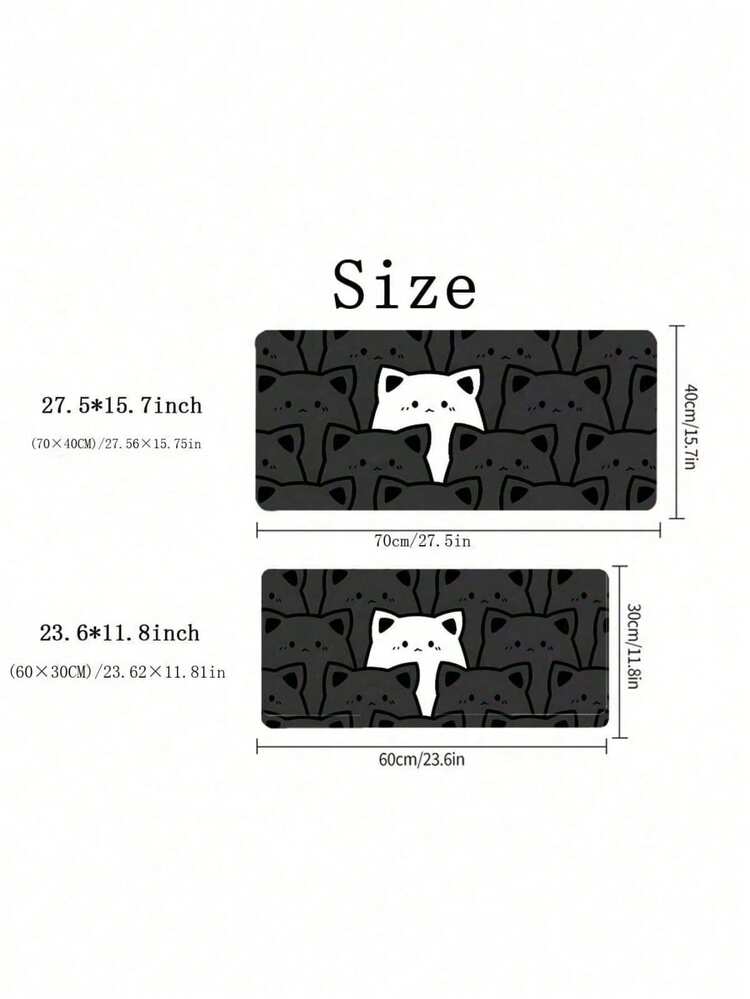 SHEIN 1pc Black Cat In White Cat Mouse Pad Simple Large Home Office Student E-Sports Wrist Pad With Locked Edge Soft Tablecloth Laptop Pad For Men And Women - Multicolor 1 - View 10