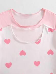 SHEIN 4 Peças Conjunto de Pijama Curto de Malha com Estampa de Morango e Coração para Meninas - Multicolorido - Visão 3