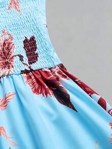 SHEIN PETITE CURVE Petite Plus Size Women's Casual Woven Long Sleeveless Elegant Spaghetti Strap Elegant Daily Beach Vacation Style Dress - Baby Blue - View 5