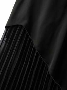 SHEIN Clasi Plus Size Women Asymmetrical Patchwork Pleated Skirt Fall - Black - View 5