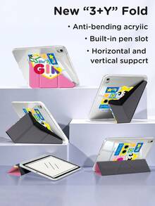 THE POWERPUFF GIRLS X SHEIN 适用于 iPad (A16) 11 英寸第 11 代（2025 年款）/ iPad 第 10 代、iPad Pro 2020/2021 11 英寸、iPad 7/8/9 代、Galaxy Tab A9 Plus 的保护套，采用高端质感，支持 3+Y 折叠，具备自动唤醒/睡眠功能和内置笔槽，防震保护套。 - 彩色 - 查看 6
