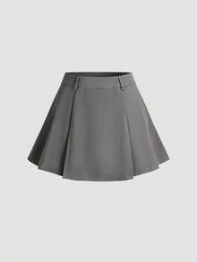Pariaura High-Waist Gray Pleated A-Line Mini Skirt, Flattering And Anti-Flashing Design - Grey - View 6
