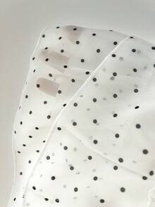 Flirla Women's White Polka Dot Blouse, Sexy Slim Fit, Hollow Front, Ruffle Hem, Layered Design, Suitable For Vacation, Travel, Entertainment, Beach - White - View 6