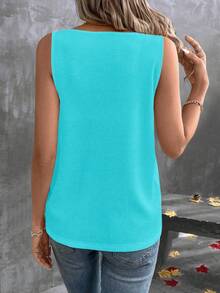 EMERY ROSE Women's Fashion Casual Versatile Contrast Collar Leopard Print V-Neck Tank Top - Multicolor - View 2
