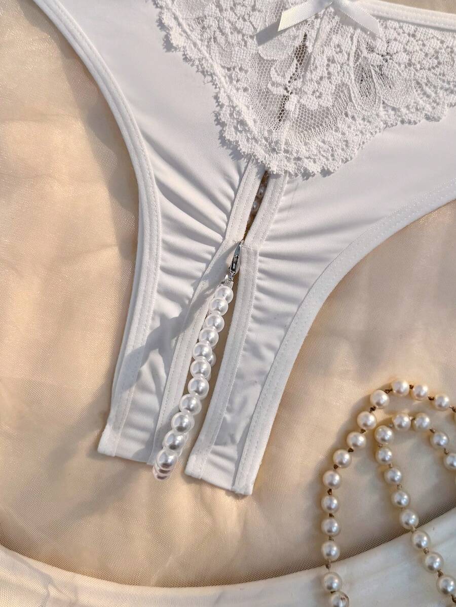 Spicy Aura Women's Sexy Lace Patchwork Panties - White - View 1