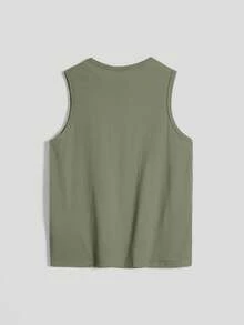 Tween Boys Casual Solid Color Knit T-Shirt - Army Green - View 7