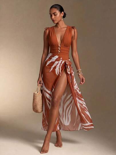 Swim Oasis Women's Fashionable Drawstring One-Piece Swimsuit