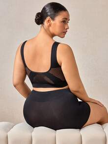 Veilyse 1 pieza Sujetador sin costuras cómodo y de soporte para mujer con tallas grandes - Negro - Ver 8