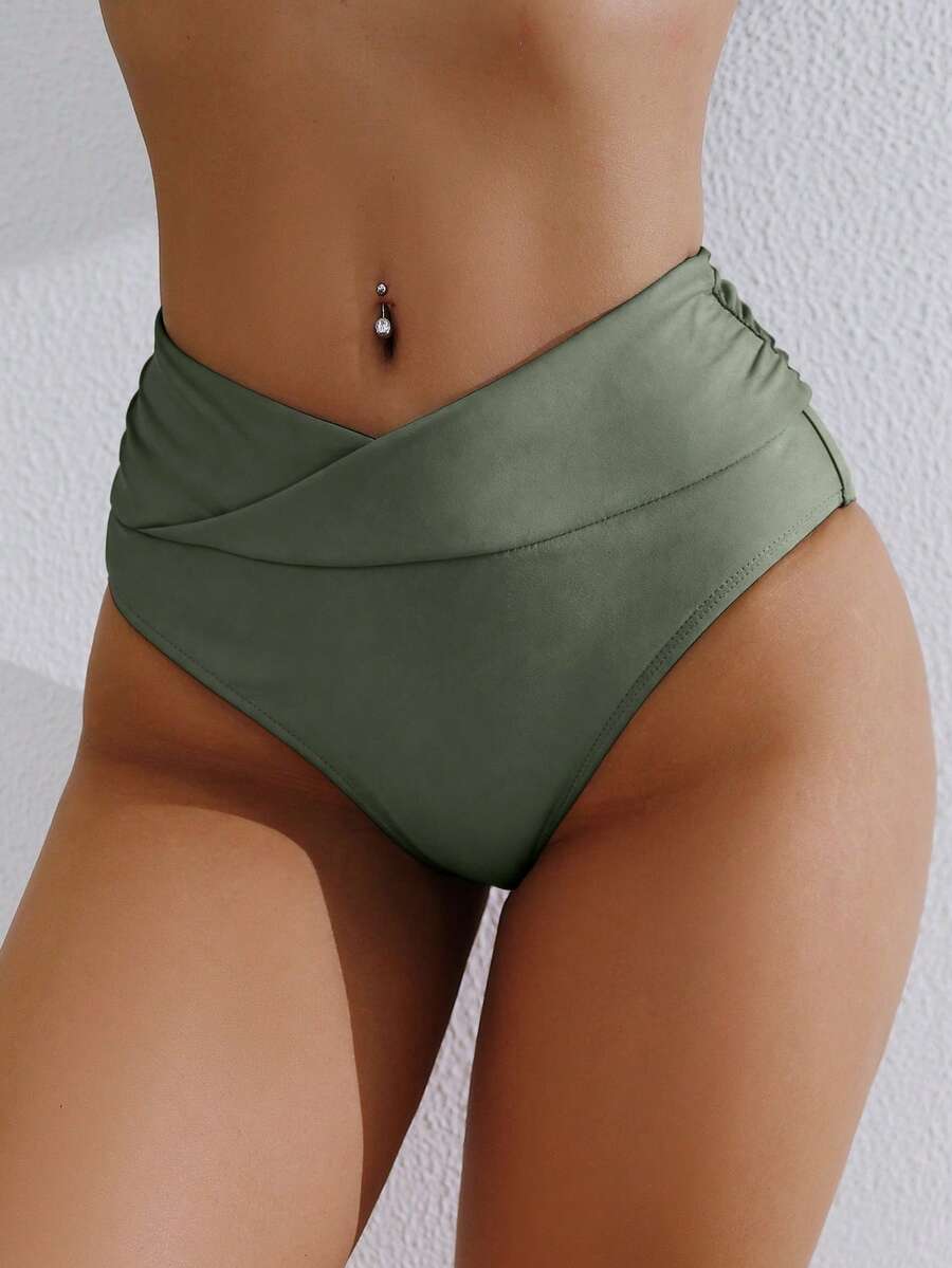 Swim Basics Women's Beach Vacation Swimwear Bottom - Army Green - View 1