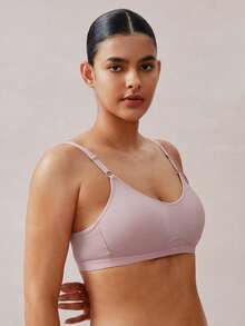 Veilyse 4pcs Women's Comfortable Sleeping Casual Striped Wireless Soft Cup Solid Color Bras - Multicolor - View 3