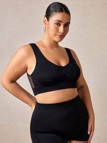 Veilyse 1 pieza Sujetador sin costuras cómodo y de soporte para mujer con tallas grandes - Negro - Ver 4