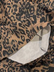 SHEIN Raffinéa Leopard Print Straight Leg Casual High Waist Loose Wide Leg Cargo Pants - Multicolor - View 8