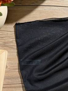 SHEIN Black Solid Color Minimalist Chiffon Dress With Starfish Decor, Suitable For Teenagers (Girls), Vacation, Summer, Beach, Swimming Pool, Party - Black - View 6