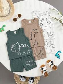 Bộ 3 áo ba lỗ thoải mái, thường ngày cho bé trai, thích hợp cho mùa xuân và mùa hè. - Nhiều màu - Xem 1