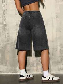 Teen GirlBlue Loose Fit Capri Jeans - Black - View 2