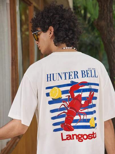 Open Phase Men's Graphic Print T-Shirt, Beach Summer Wear Loose Fit Short Sleeve Tee