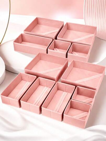 Foldable Fabric Storage Box Closet Organizer Drawer Divider For Clothes Underwear Bras Socks Lingerie Wardrobe Space Saving Home Decor Dorm Room Essential Pink Storage Bin Container Household Must Have