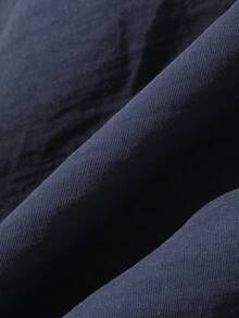 DAZY 青少年男孩V領寬鬆撞色短袖上衣與短褲套裝，夏季男孩襯衫套裝 - 藏蓝色 - 查看 8